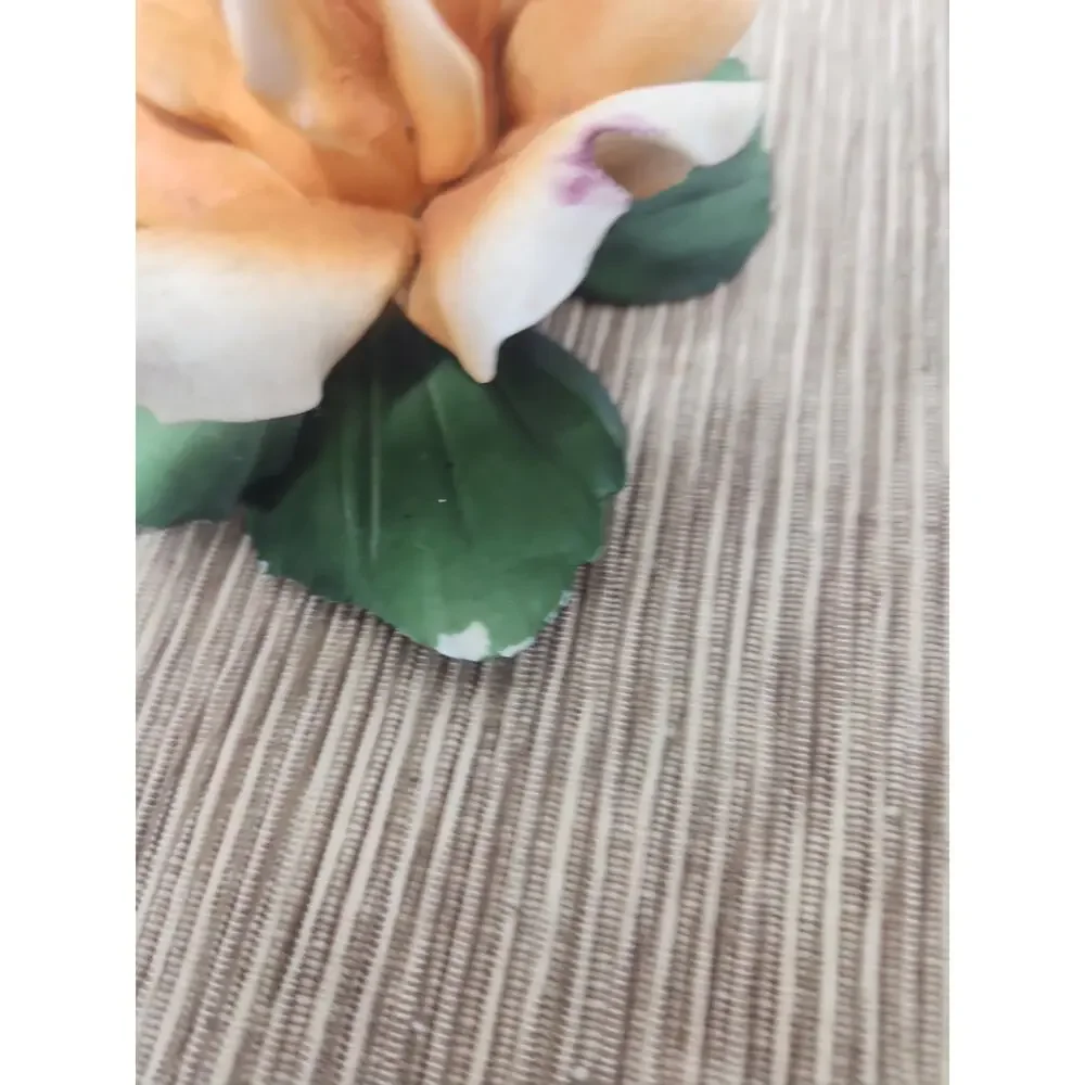 Vintage Fabar Capodimonte Porcelain Rose Tipped Flower Figurine Made in Italy